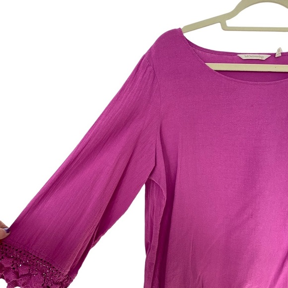 Soft Surroundings Magenta Pink Crocheted Detail Hem - Picture 3 of 9